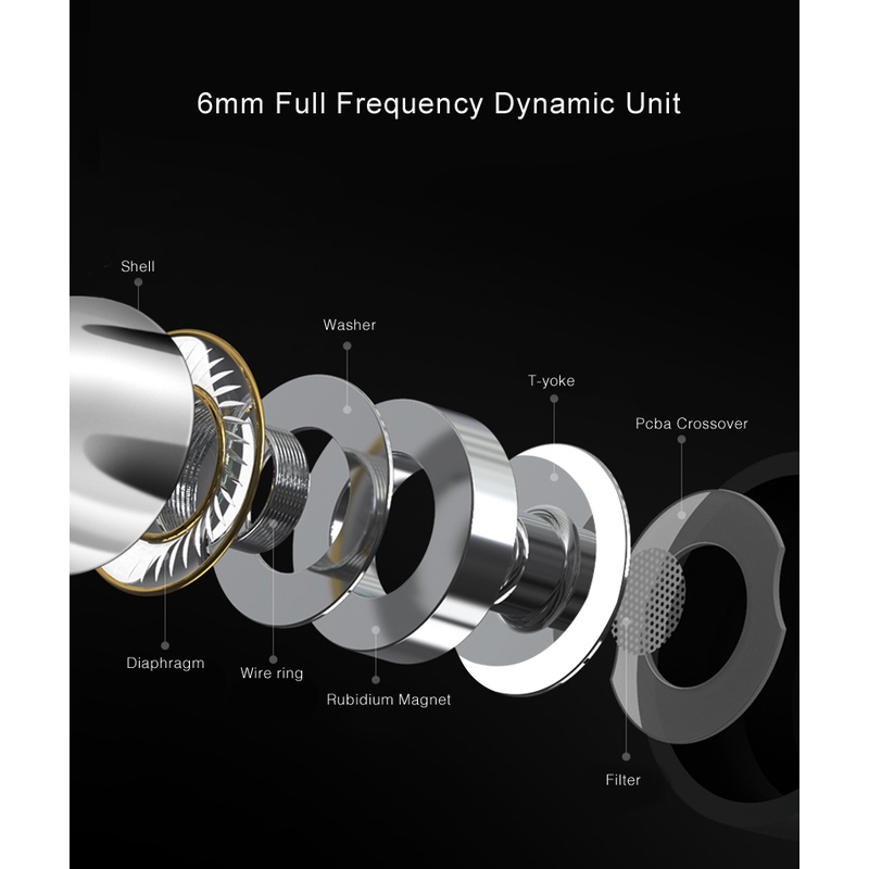 FAAEAL Poppy Metal Earphone Stereo Bass Sound HiFi Headsets 3.5mm Wired in-Ear Earphones