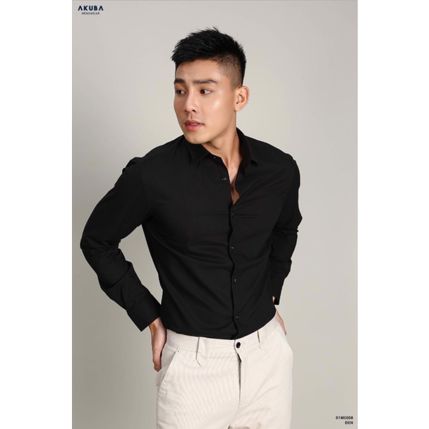 Áo sơ mi trắng nam AKUBA cao cấp form slimfit tôn dáng, chất liệu Modal mềm mát, co giãn tốt 01T0038