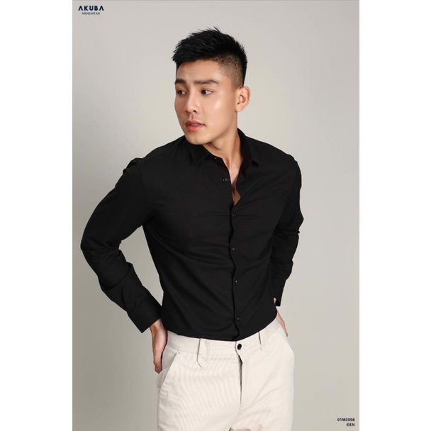 Áo sơ mi trắng nam AKUBA tay dài form slimfit tôn dáng, chất liệu Modal mềm mát, phong cách Sartorial lịch lãm 01T0038 | BigBuy360 - bigbuy360.vn