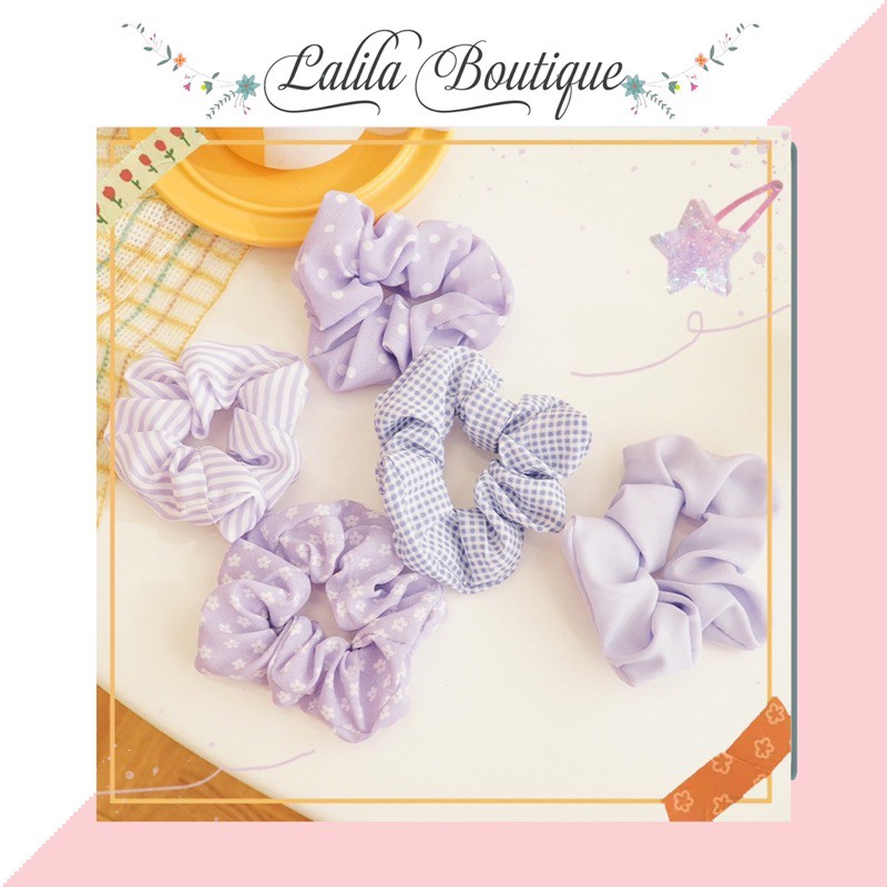 Combo 4 Dây Buộc Tóc Scrunchies Lalila Tím Mộng Mơ Nhẹ Nhàng Dễ Thương DC12