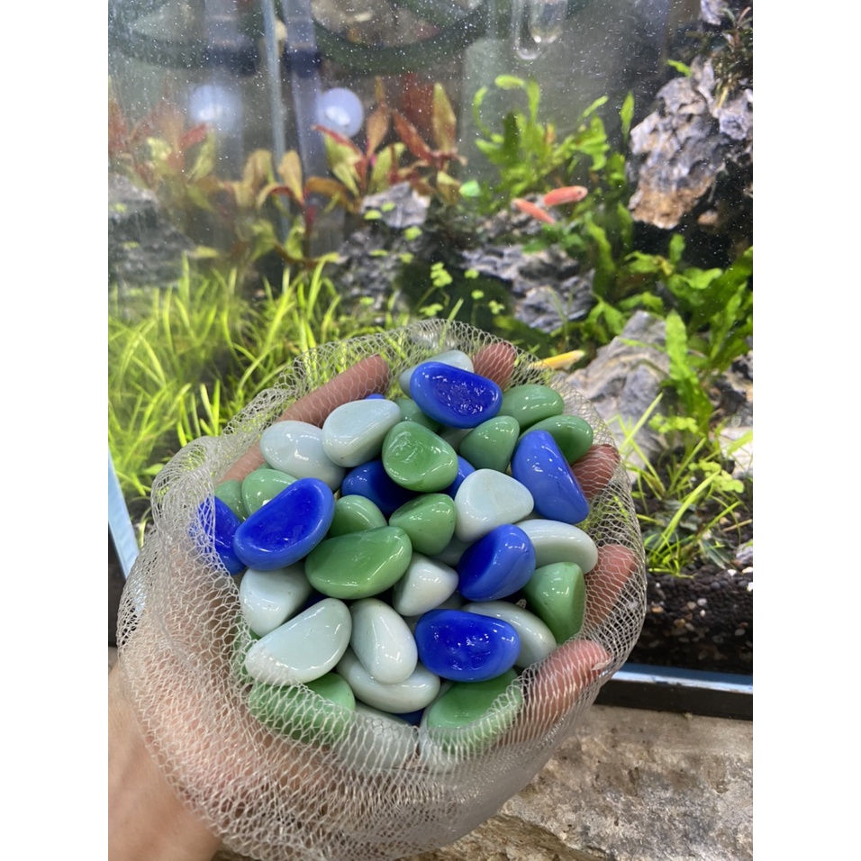 Sỏi thủy tinh nhiều màu trang trí bể cá 500gr