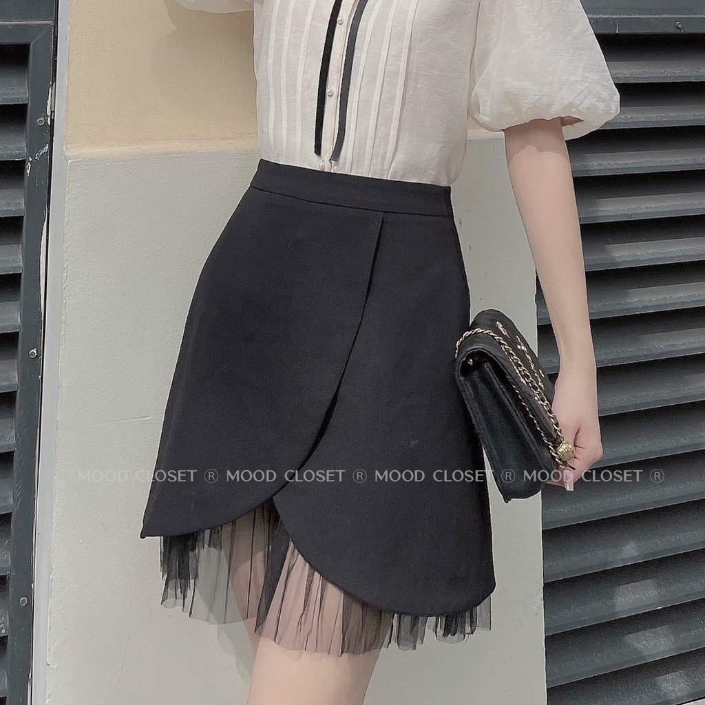 Chân váy chữ V ngược dáng A MOOD CV001 - Chân váy diềm voan chất kaki chun cao cấp | BigBuy360 - bigbuy360.vn