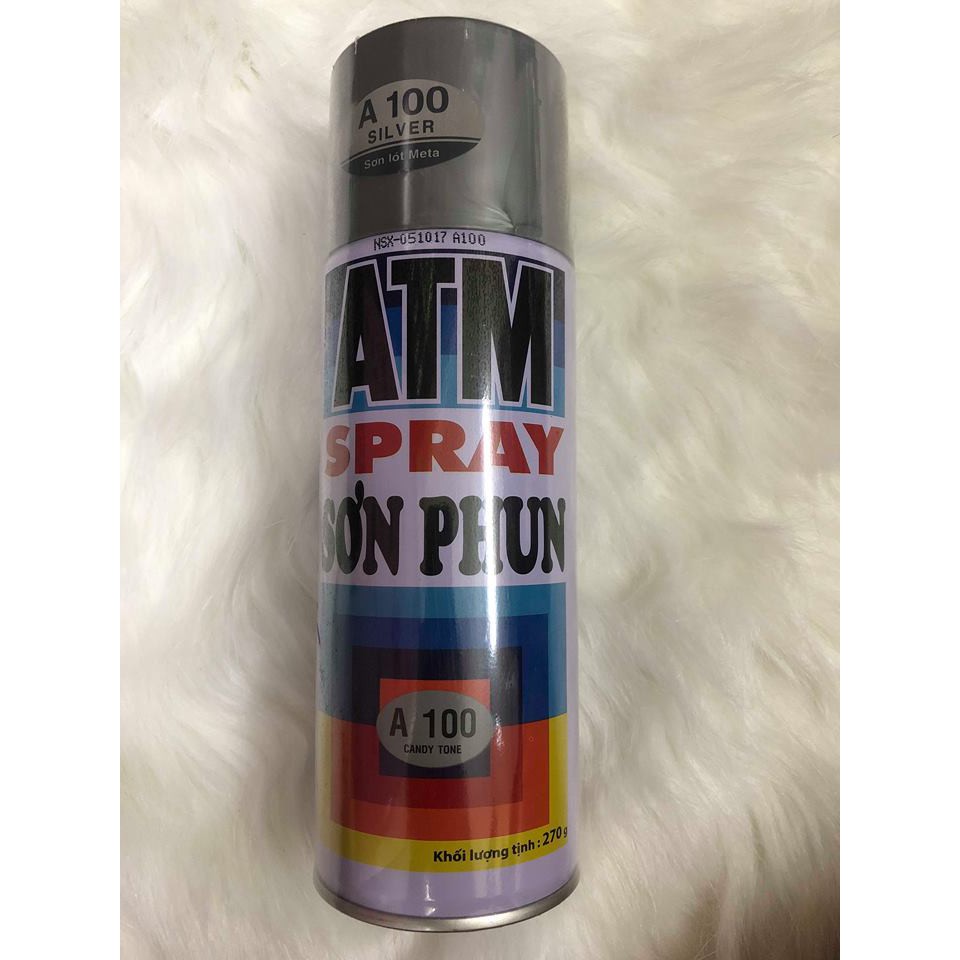 Sơn Xịt ATM Spray A100 Candy tone/ Sơn xịt ATM A100 Bạc trắng 270g