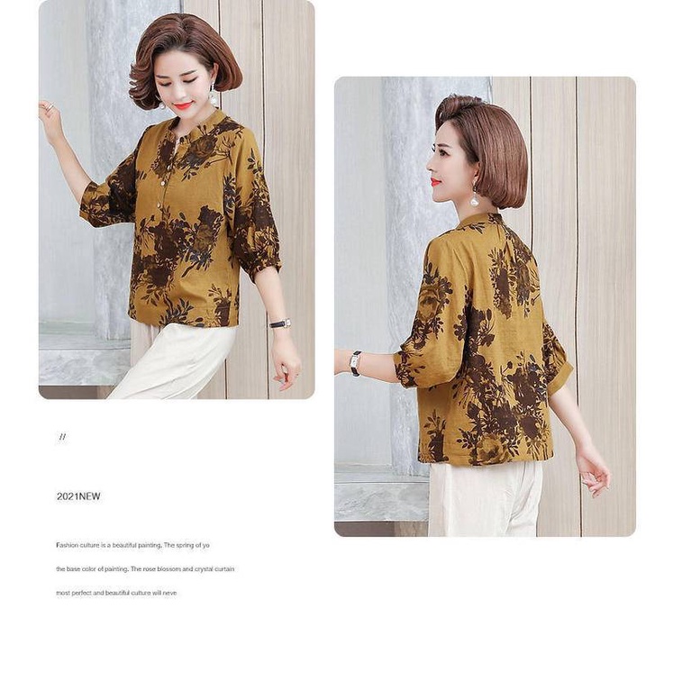 Áo thun cotton tay lửng thời trang cho phụ nữ trung niên