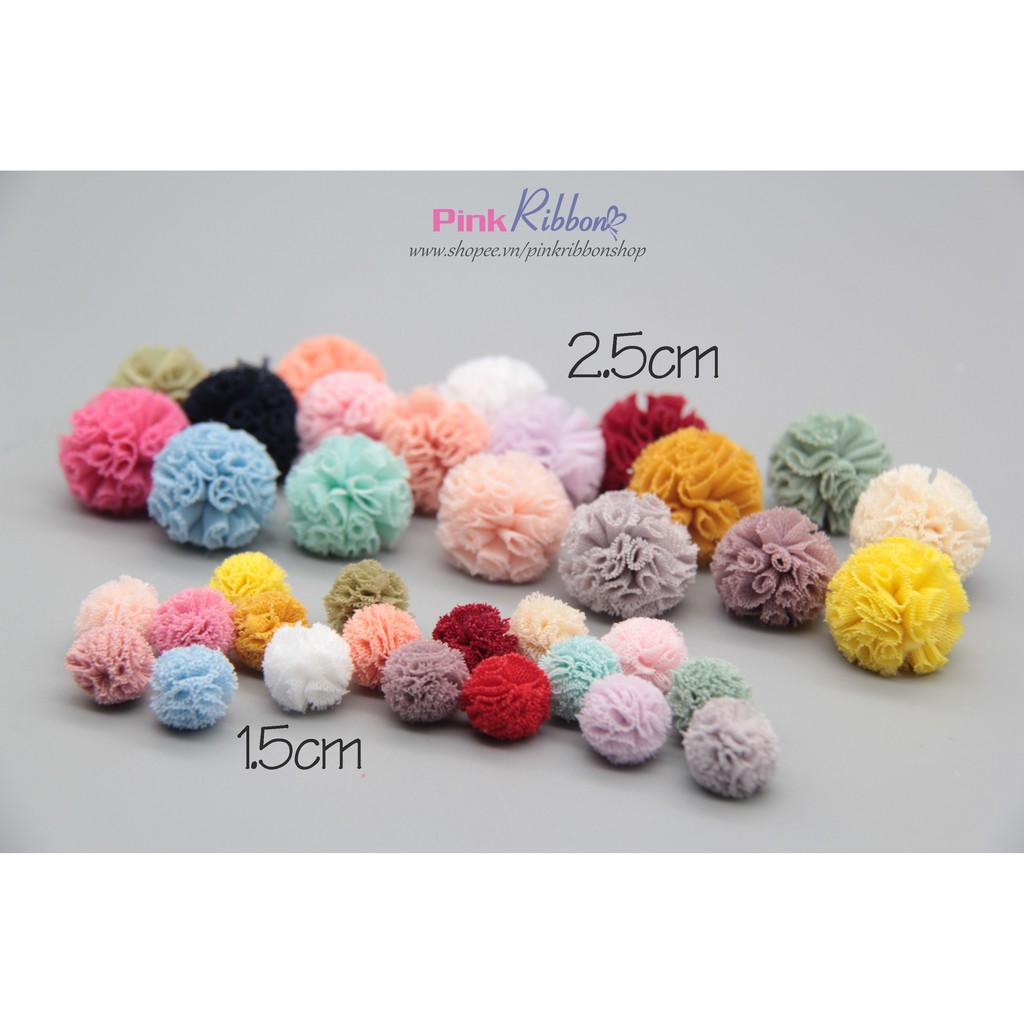 [SET 10 CÁI] Pompom các màu cỡ 1.5cm làm phụ liệu may mặc, thời trang