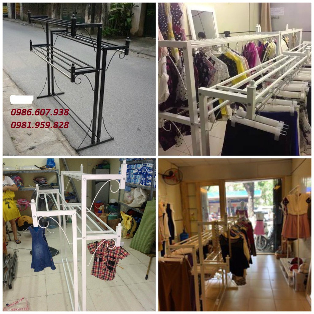 Kệ treo shop, kệ treo quần áo 3 tầng