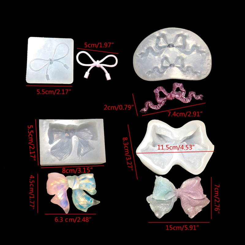 Khuôn Silicone Làm Móc Khóa Hình Nơ Lấp Lánh