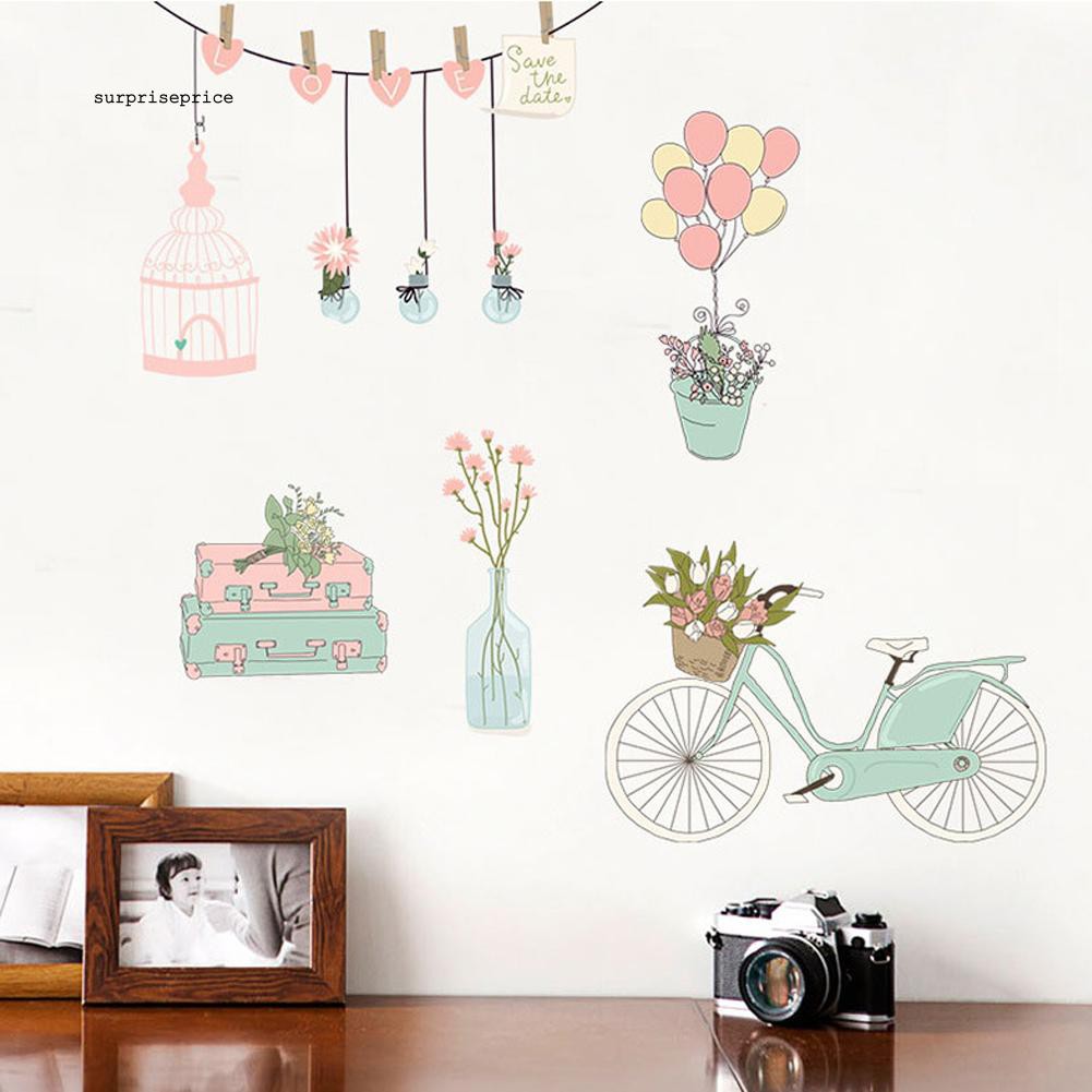 Decal dán tường họa tiết hoa khinh khí cầu