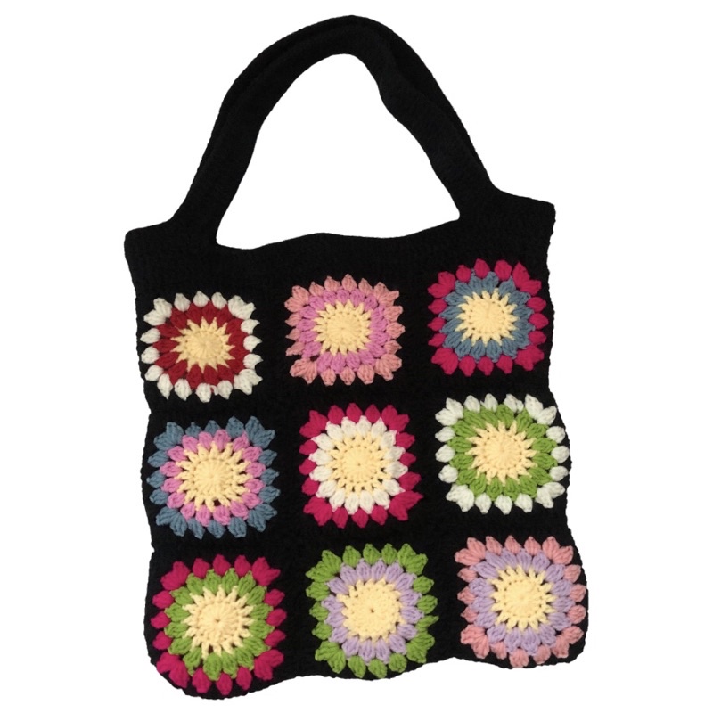 𝙂𝙧𝙖𝙣𝙣𝙮 𝙨𝙦𝙪𝙖𝙧𝙚 𝙩𝙤𝙩𝙚 𝙗𝙖𝙜 - Túi len ghép hoa