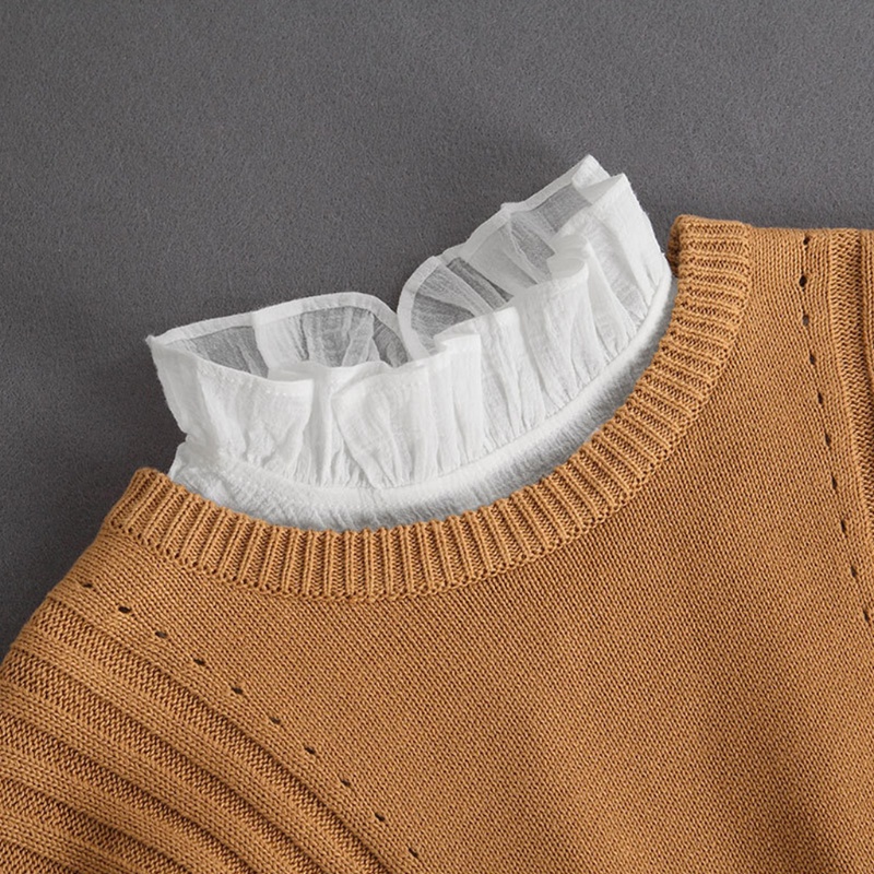 Yoioi Phụ Kiện Cổ Áo Sơ Mi Giả Nhún Bèo Rỗng Có Thể Điều Chỉnh Cho Nữ Wh