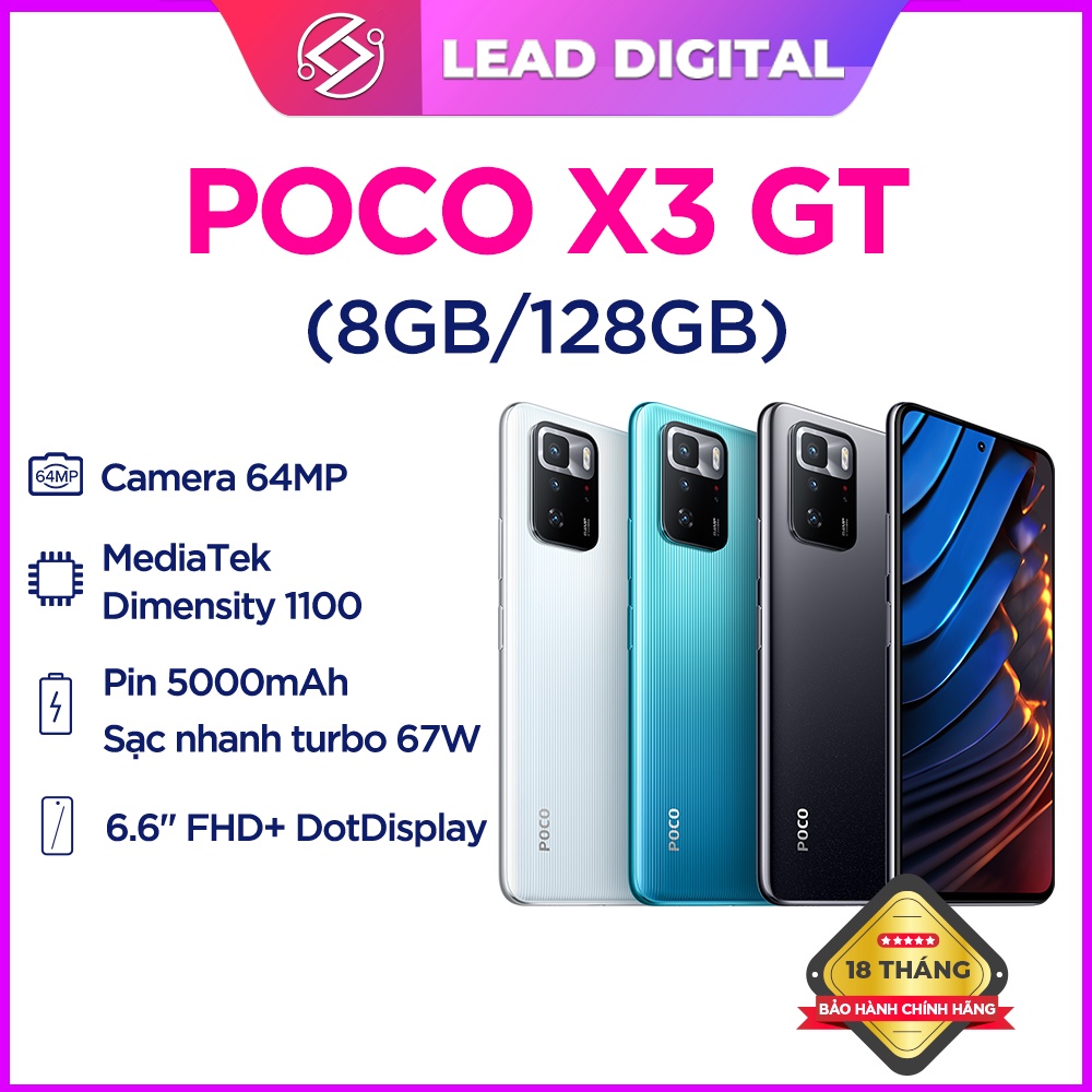 Điện thoại Xiaomi POCO X3 GT 8GB/128GB - Pin 5,000mAH - Sạc nhanh 67W