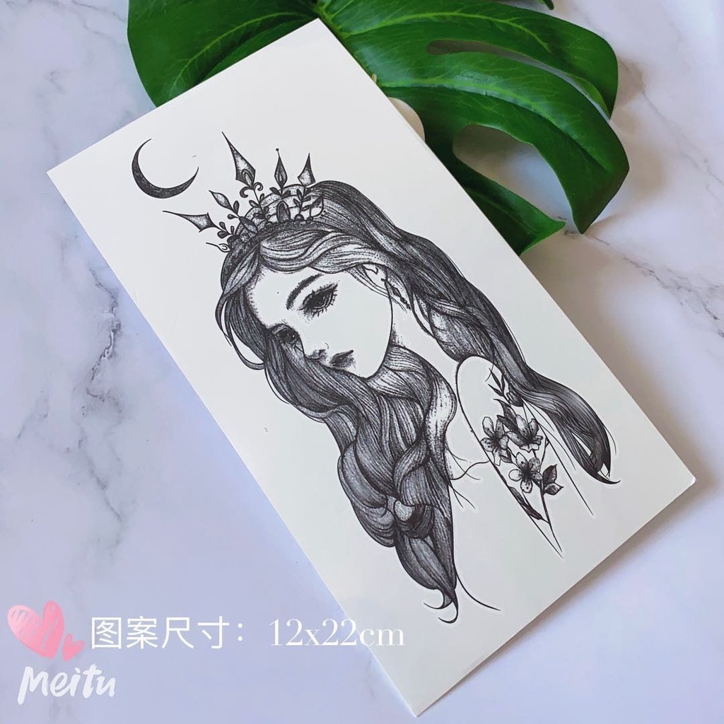 Hình Xăm Dán Trang Trí Cánh Tay Màu Đen Chống Thấm Nước Lâu Trôi Dành Cho Nam Và Nữ