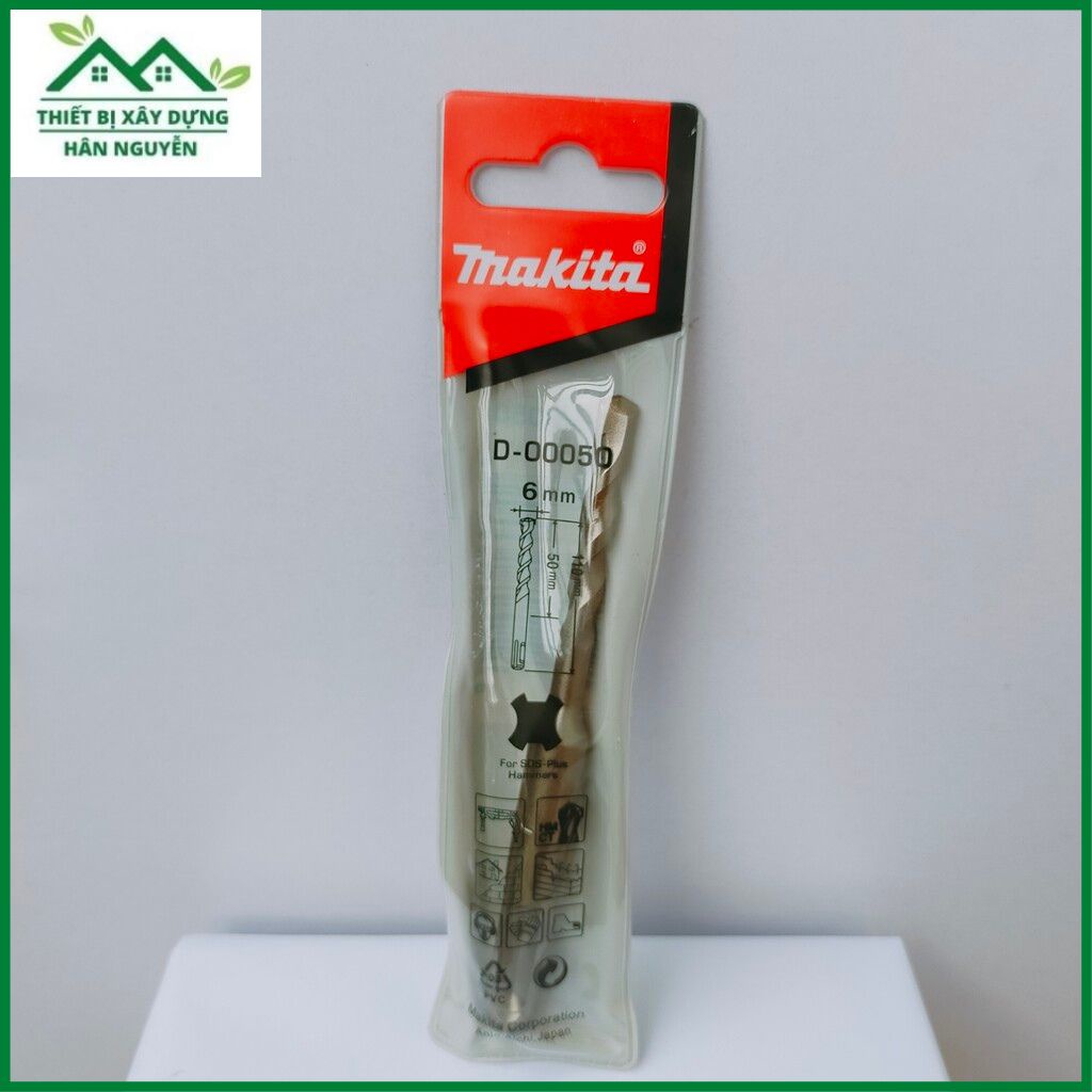 Mũi khoan bê tông Makita 2 cạnh gài 6mm,8mm,10mm X 110mm cho máy khoan bêtông