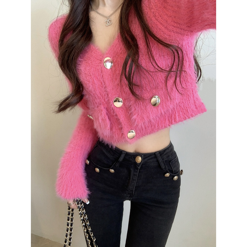 Áo Len Lửng Tay Dài Màu Trơn Đơn Giản Thời Trang Hàn Quốc