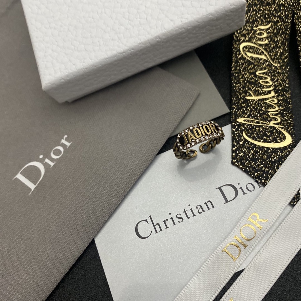 Nhẫn đeo tay Dior mạ vàng bạc 925 thiết kế đơn giản phong cách Hàn Quốc thời trang cho nữ