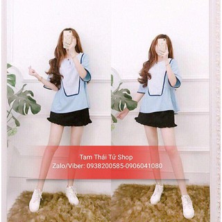 ÁO BABYDOLL PHỐI SỌC CỔ TRÒN