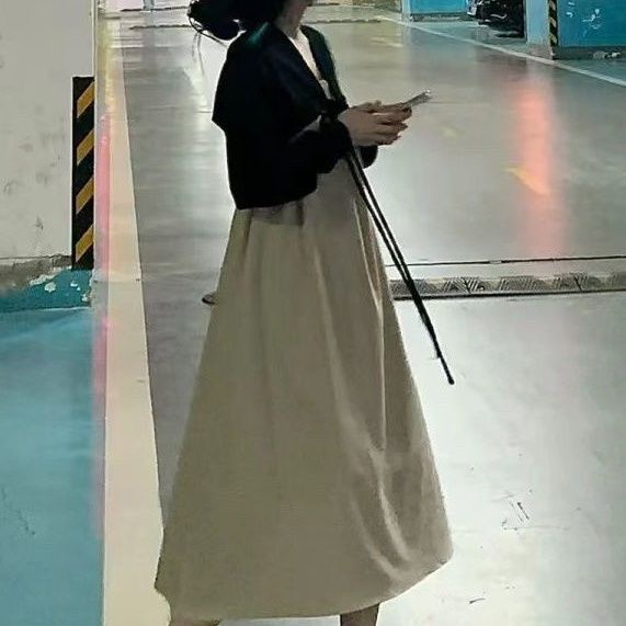 AMOI Set Đầm Hai Dây Và Áo Khoác Cardigan Chống Nắng Thời Trang 2022 Cho Nữ