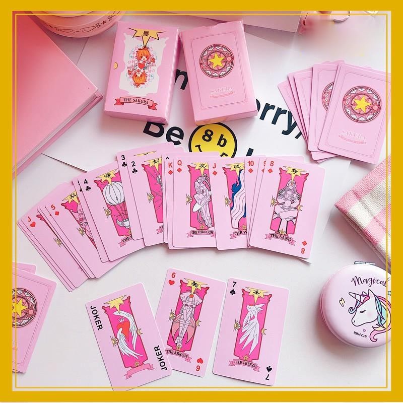 Bộ bài tây Sakura Tú Lơ Khơ Thủ Lĩnh Thẻ Bài  màu hồng