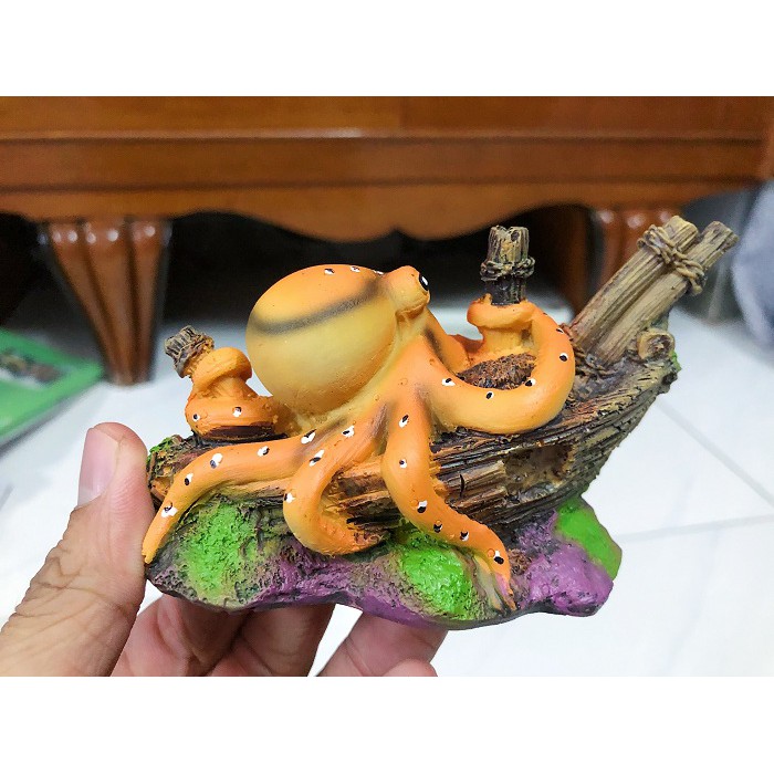 THUYỀN BẠCH TUỘT TRANG TRÍ HỒ CÁ NON BỘ 12X6X7CM