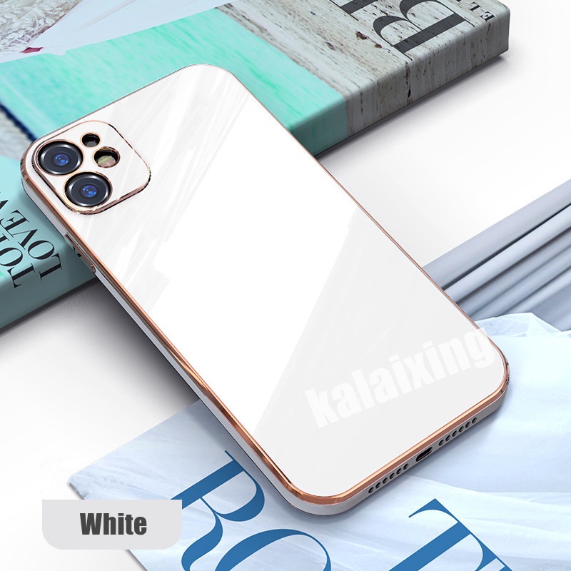 Ốp Điện Thoại Viền Vuông Mạ Vàng 6D Sang Trọng Cho iPhone 11 Pro Max 12Promax 13Pro Max 12mini 13mini 7Plus 8plus