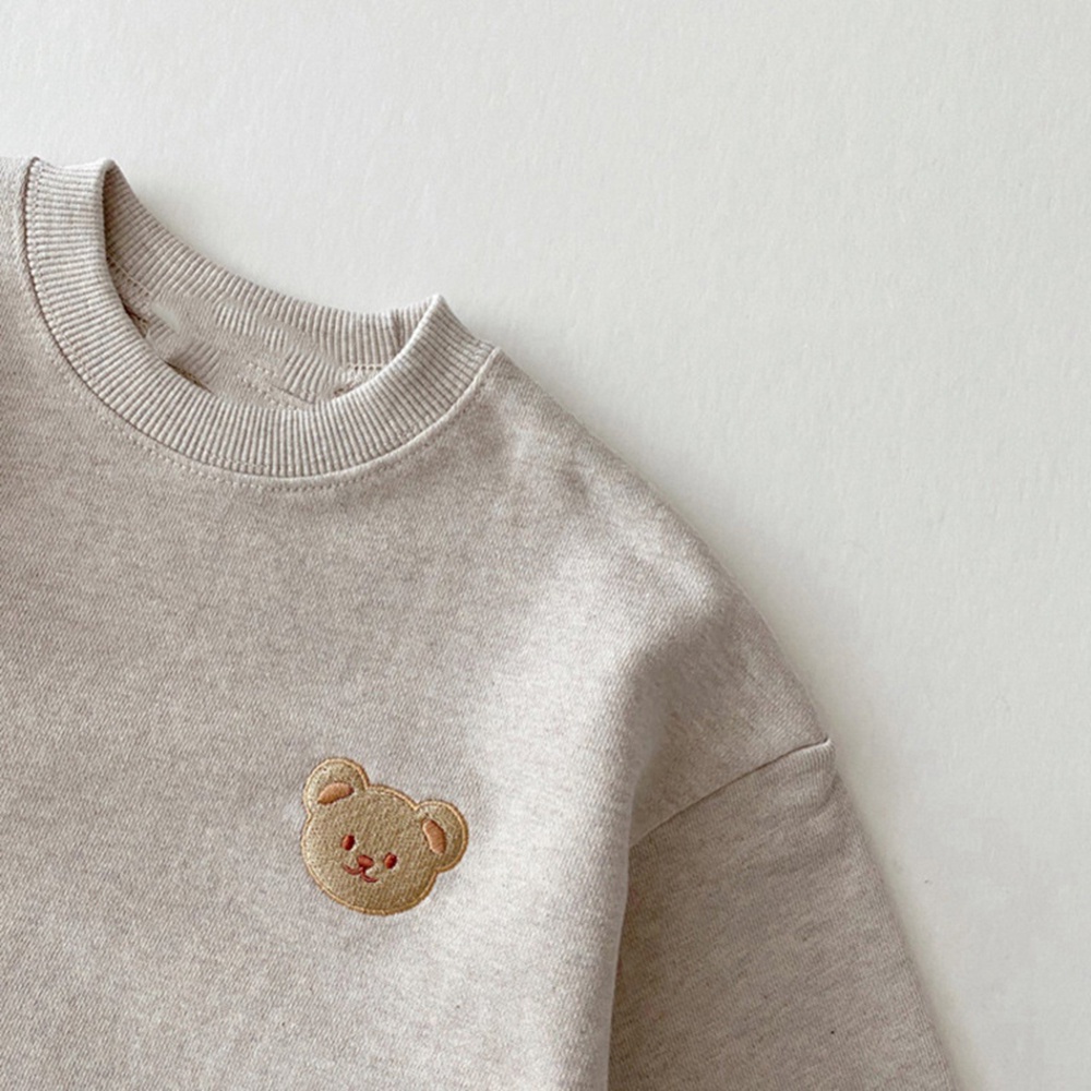 Set đồ 2 món BEAR LEADER gồm áo sweater in hình gấu và quần dài thể thao thời trang mùa thu cho bé trai và gái
