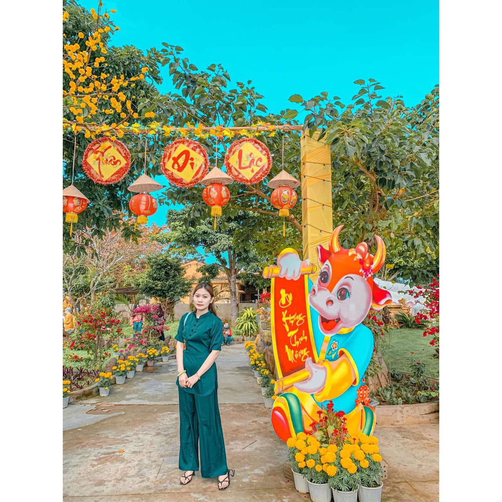 [Mã WASTCOOL giảm 15% tối đa 50K đơn 99K] Đồ Lam Đi Chùa PR028 Vải Lụa Cao Cấp Thêu Hoa Dây Thắt Cực Đẹp | BigBuy360 - bigbuy360.vn