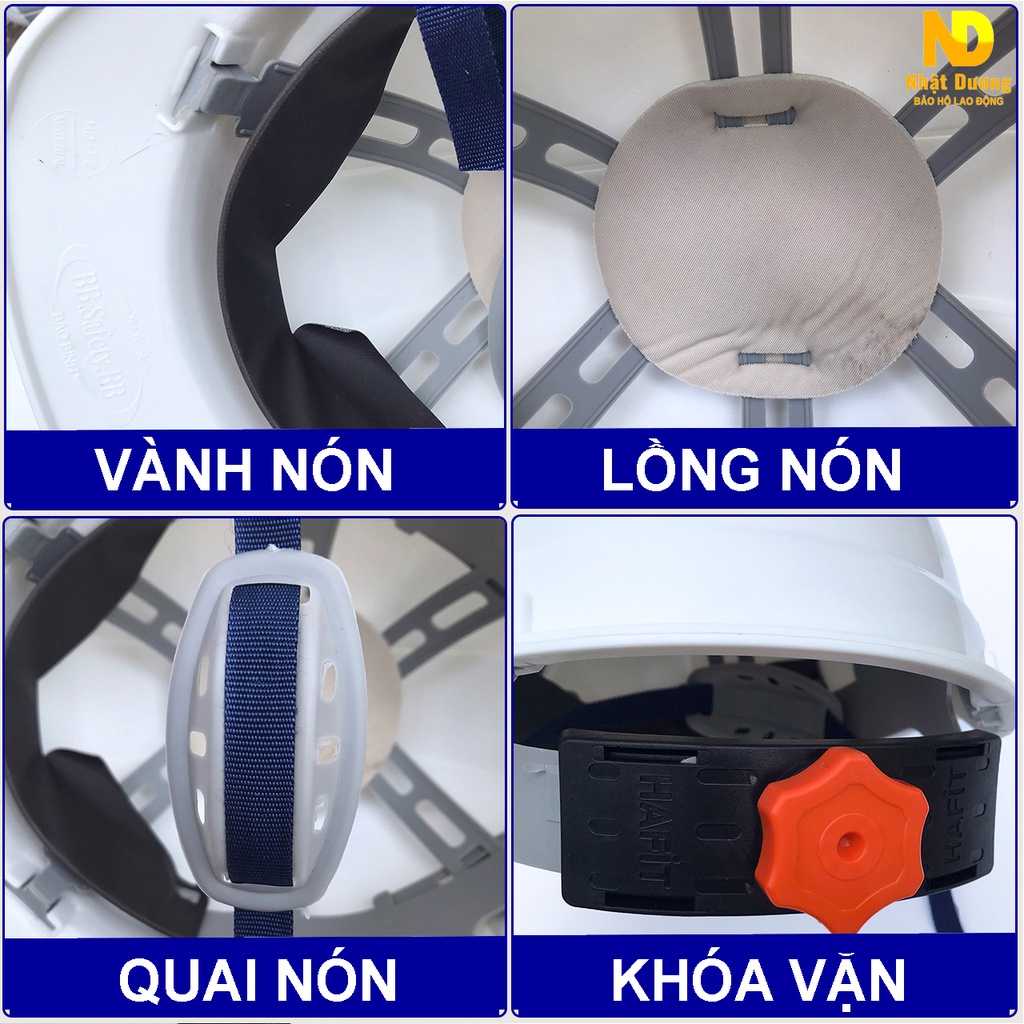 Mũ bảo hộ lao động có lỗ thông hơi thoát khí 011 khóa vặn, Nón lao động bảo vệ đầu cho công nhân kỹ thuật
