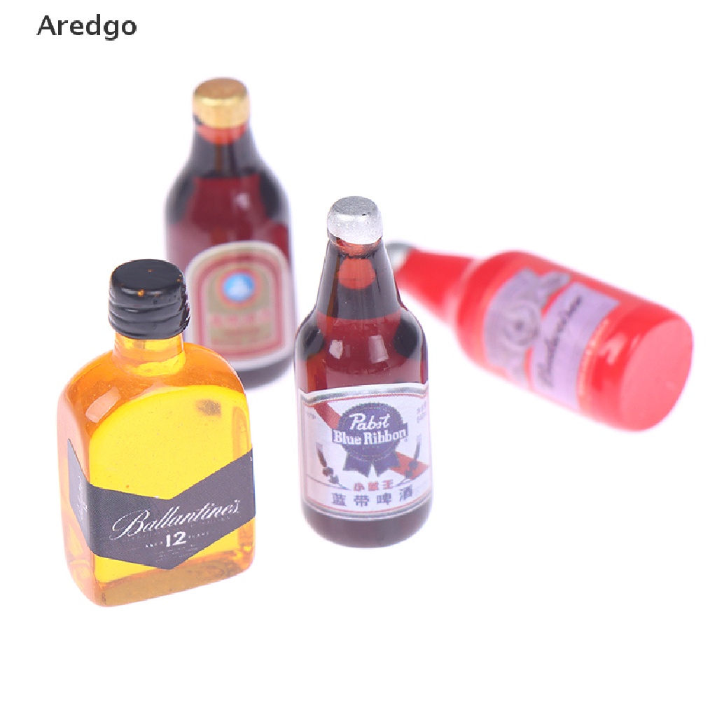 Set 5 mô hình chai nước mini trang trí nhà búp bê tỉ lệ 1/12