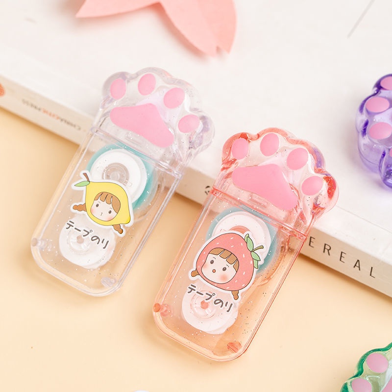 Cuộn Băng Keo Hai Mặt 5mm*5m Hình Chân Mèo Dễ Thương Trang Trí Sổ Tay/Nhật Ký Cho Học Sinh