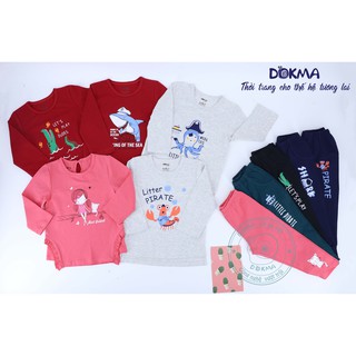 [Thu đông 2020-Form 1T-5T]Bộ dài tay cotton cổ tròn bé trai bé gái Dokma DB516