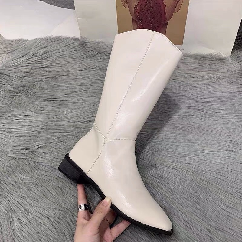 GIÀY BOOTS NỮ DA PU MỀM MŨI VUÔNG PHONG CÁCH HÀN QUỐC