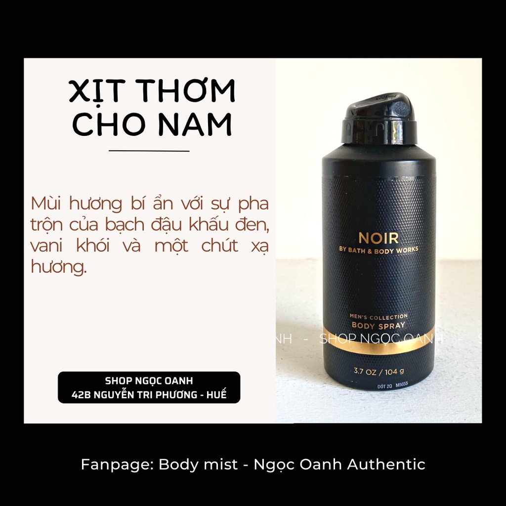 Sữa tắm nam & xịt thơm body spray mùi NOIR Bath & Body Works chuẩn auth