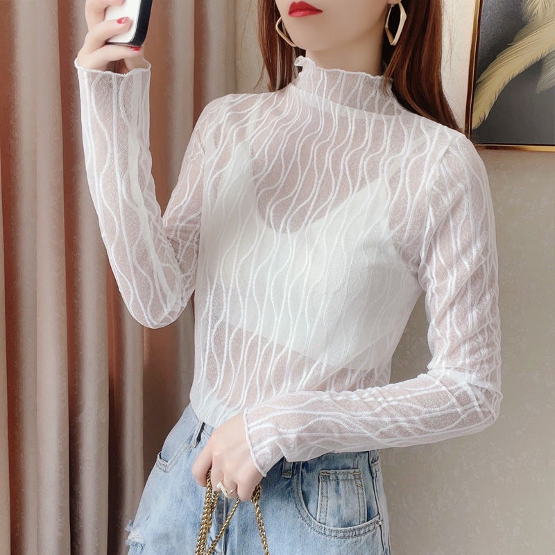 Áo Lưới Tay Dài Cổ Lọ Thời Trang Dành Cho Nữ Edge