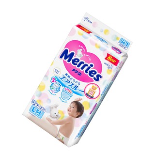 Combo 2 Tã/bĩm dán Merries size L - 54 miếng (Cho bé dưới 9-14 kg)