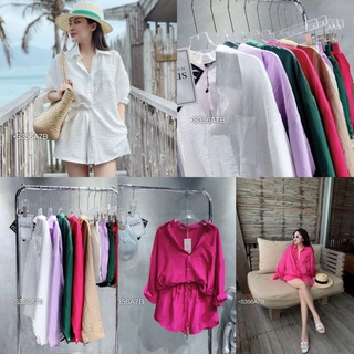 Set Sơ Mi Nữ Đi Biển, Set Bộ Đũi Sơ Mi Form Rộng Bigsize Dáng Giấu Quần Kèm Quần Short Vải Đũi Xuất Khẩu Mã Đùi 4 Màu