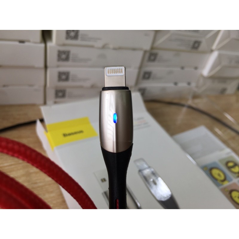 Cáp sạc nhanh Lightning, dây sạc Iphone Baseus CALSP-B01 (1 Mét) - Báo Đèn Led - siêu bền - Hàng Chính Hãng BH 24 tháng