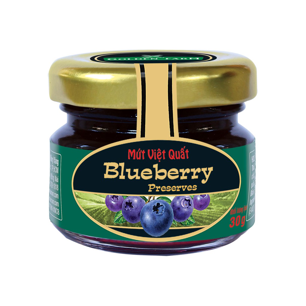 Mứt Việt Quất Blueberry Preserves GOLDEN FARM 30G - Dùng ăn kèm kem, sinh tố, bánh mì, sandwich, trà nóng