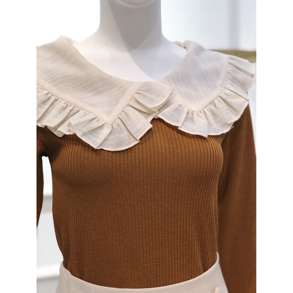 Áo kiểu nữ len tăm, cổ sen Peony Design - AMANDA TOP
