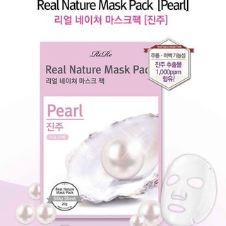 Mặt Nạ Giấy dưỡng trắng da RiRe ngọc trai Real Nature Mask Pack Pearl, sữa dê Premium Goat Milk Mask Pack
