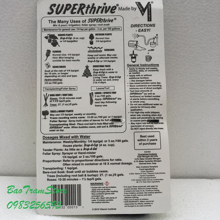 Superthive - Hormon kích thích tăng trưởng hoa lan, cây cảnh lọ 60ml nhập nguyên tem từ Mỹ.