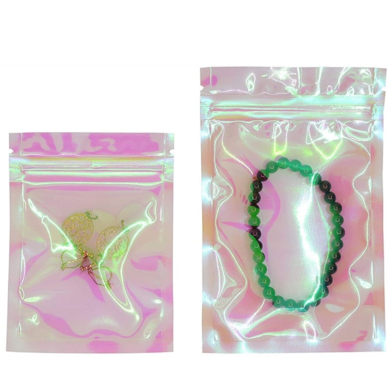 Túi zip hologram ánh tím hồng set 50/100 túi