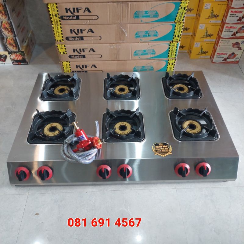 Bếp khè bế công nghiệp 6 lò khè siêu mạnh tùy chỉnh