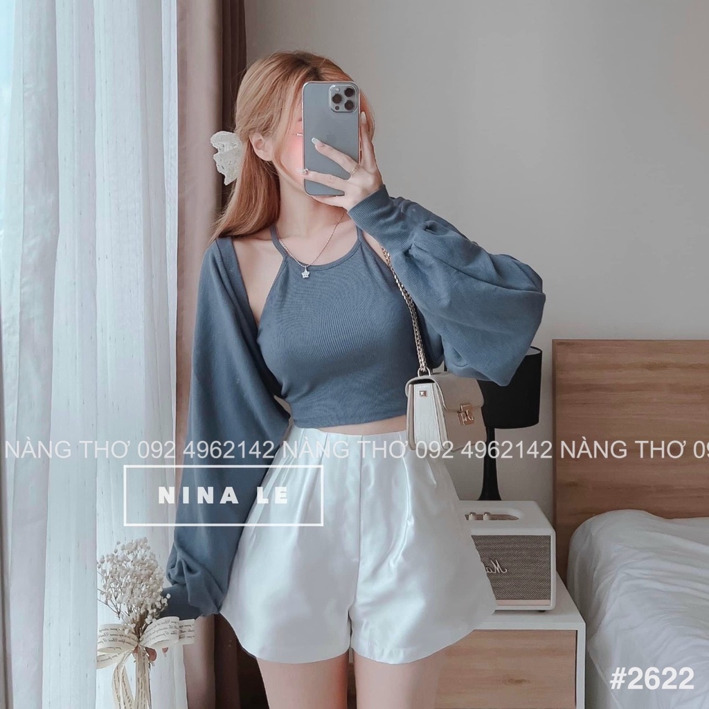 Set áo cổ yếm Ulzzang kèm khoác, phong cách Hàn Quốc, siêu xinh (ảnh thật do shop chụp) 2622