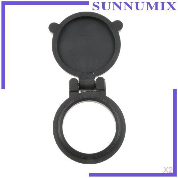 [SUNNIMIX] 2 Pieces 37mm Flip-open Dustproof Cover Flip Lens Cap for Telescope , Black