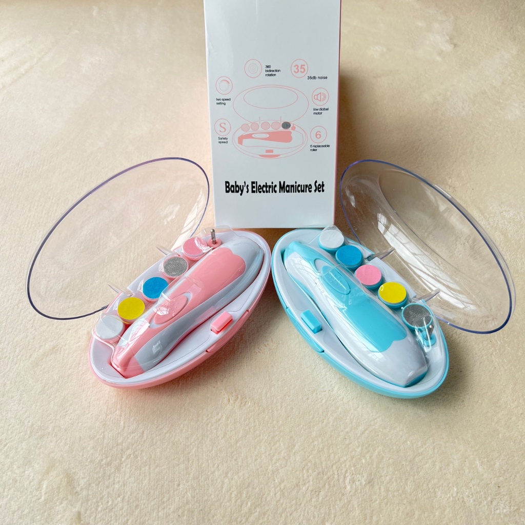 Bộ dũa móng tay cho bé Baby Electric Set Chính hãng với 6 đầu mài dũa thay thế