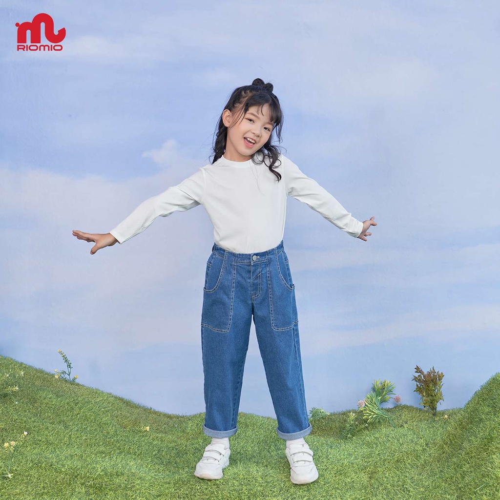 Quần jean cho bé gái ống rộng đi học đi chơi RIOMIO size 15-55 kg 100% cotton jean USA - RO276
