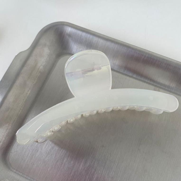 (0220) Kẹp Tóc Nhựa Trắng Ánh Ngọc Thạch Hàn Quốc Ấn Tượng