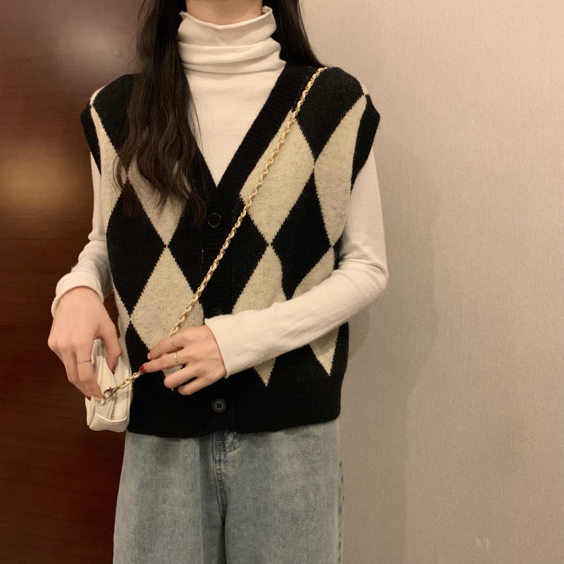 SUXI Áo len không tay kiểu dáng Hàn Quốc cho nữ