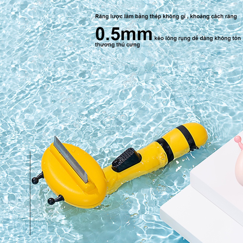Lược chải lông mèo ngắn Hipipet Honey Bee kute lấy lông rụng, gỡ lông rối cho chó mèo lông