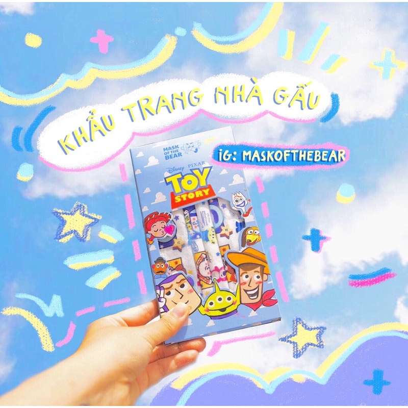 Khẩu trang in hình Toystory Chính Hãng x Mask of the Bear trẻ em và người lớn